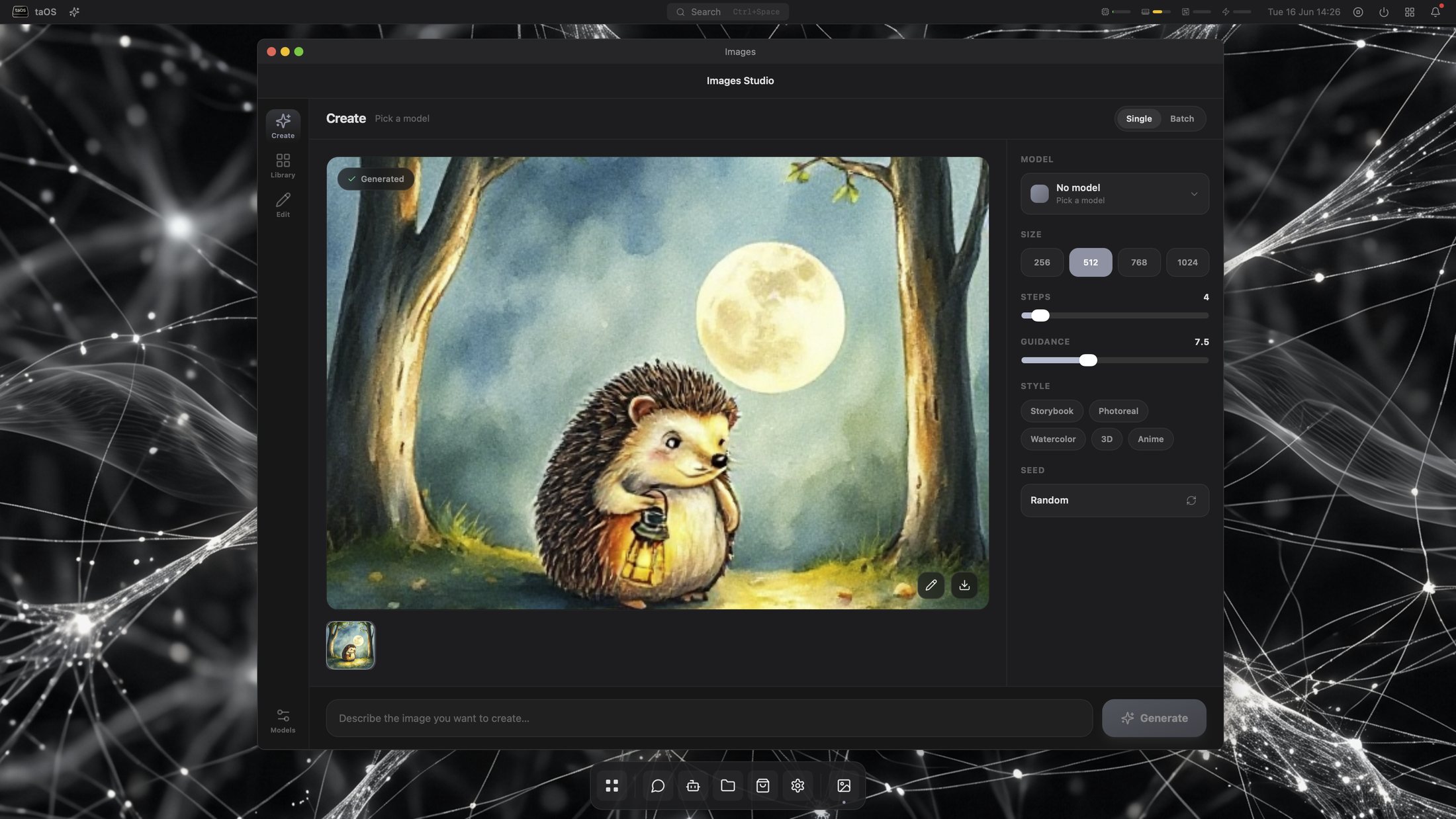 Images Studio generating a picture from a text prompt